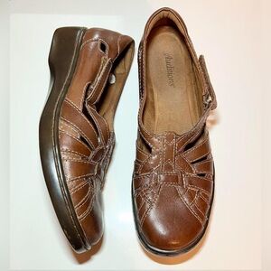 Auditions Loafers Brown Leather Womens Slip On Shoes Women's Cute Shoe Size 10
